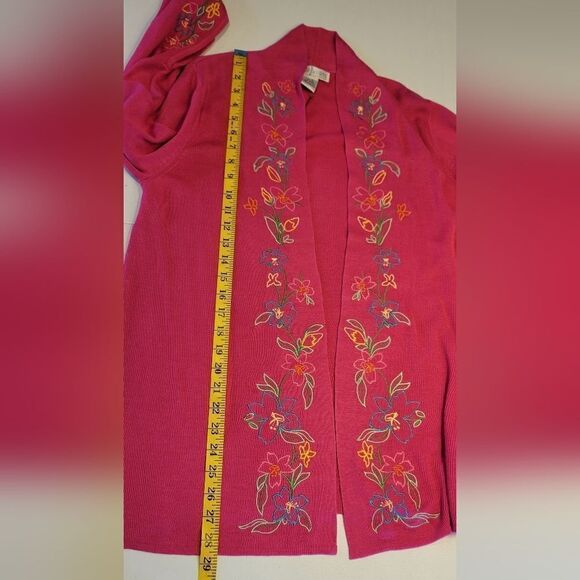 Diane Von Furstenburg Pink Silk Open Cardigan Floral Embroidery Split Cuffs NWT - Picture 14 of 14